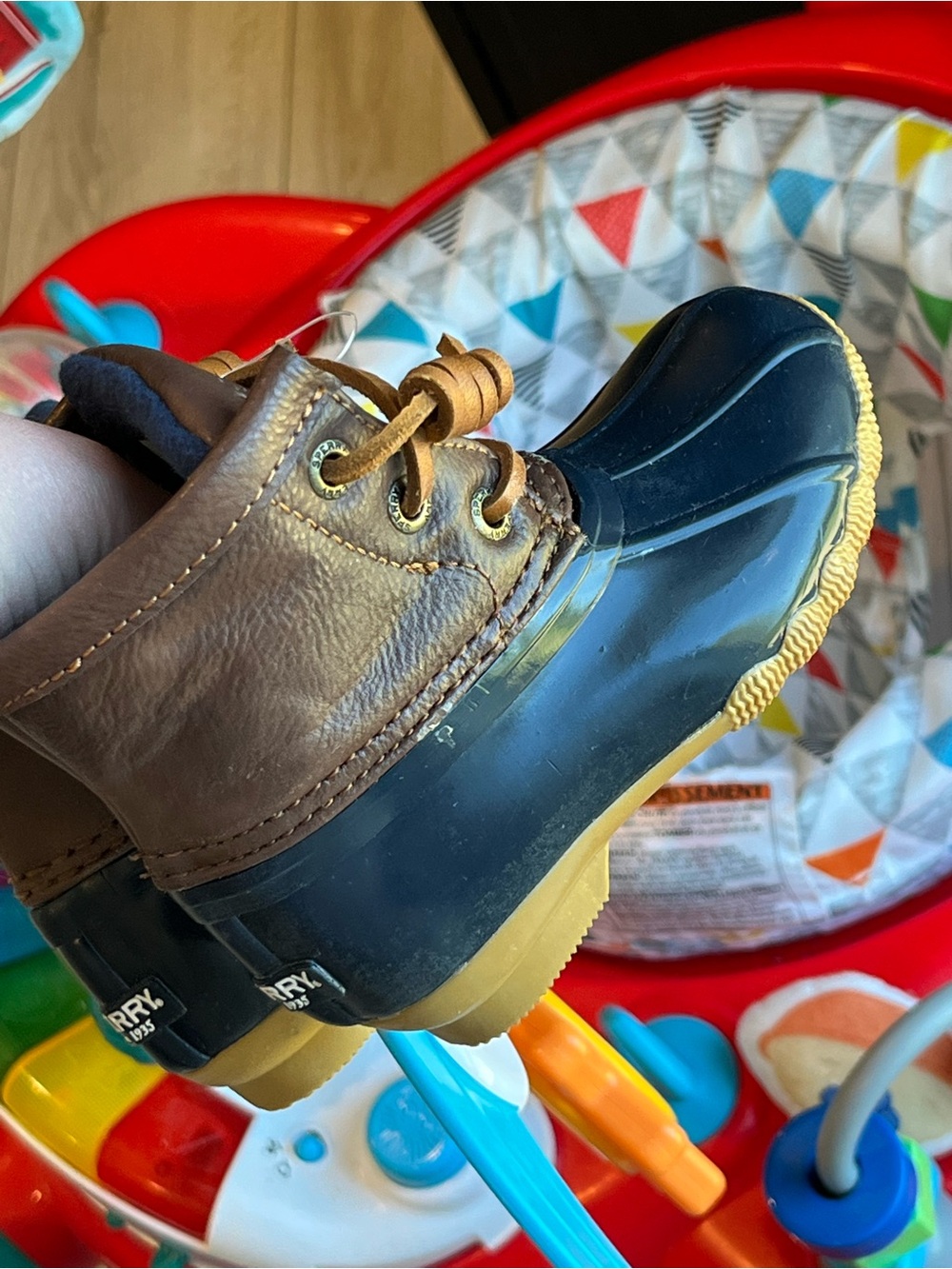 Sperry Brown Leather and Black Rubber Kids Duck Boots